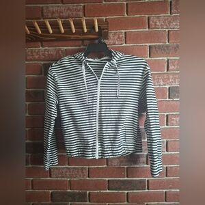 Kate Spade Saturday black and white striped zip up hoodie